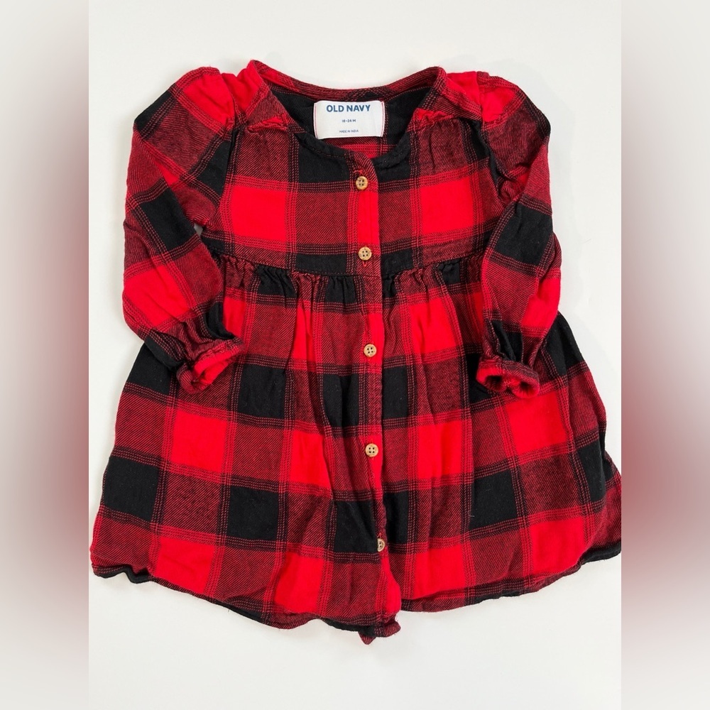 🩵 4/$20 Old Navy Red and Black‎ Checkered Baby Dress